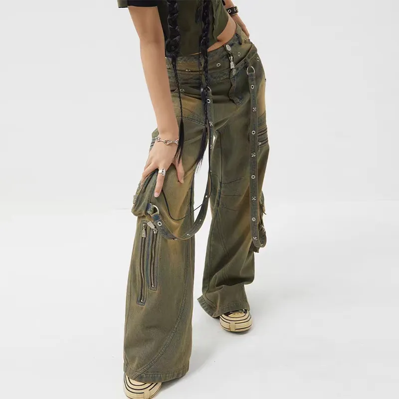 BE ALL KABUTO Jeans Women's Yellow Green-1