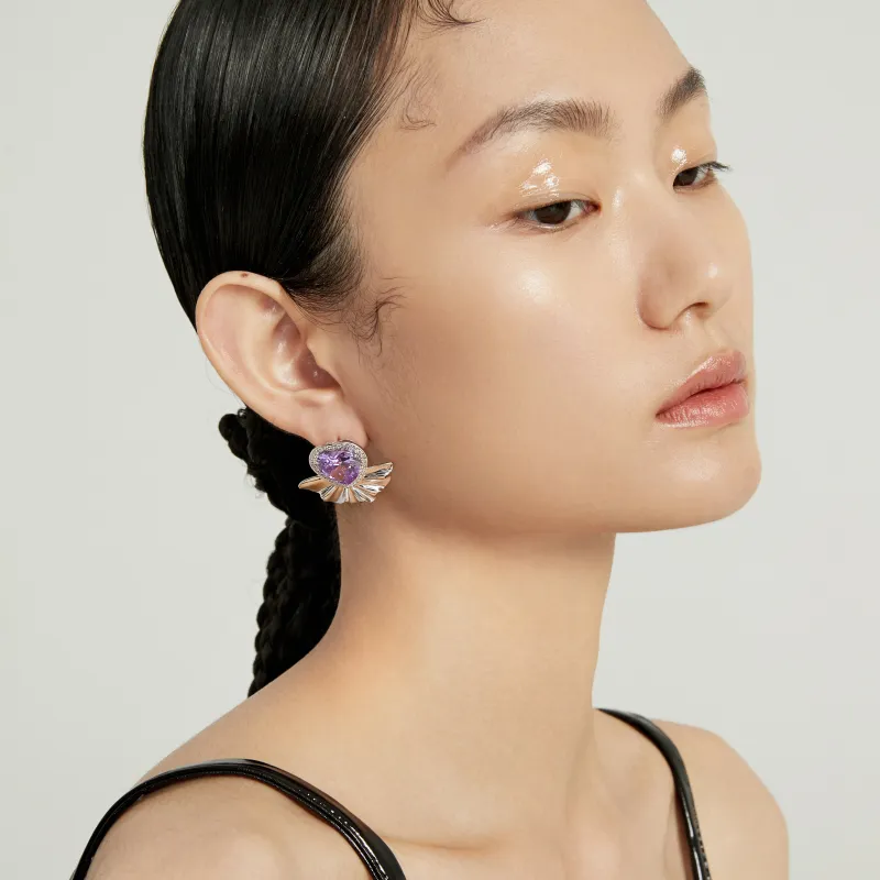 MSCAT Brass Stud Earrings Women's-3