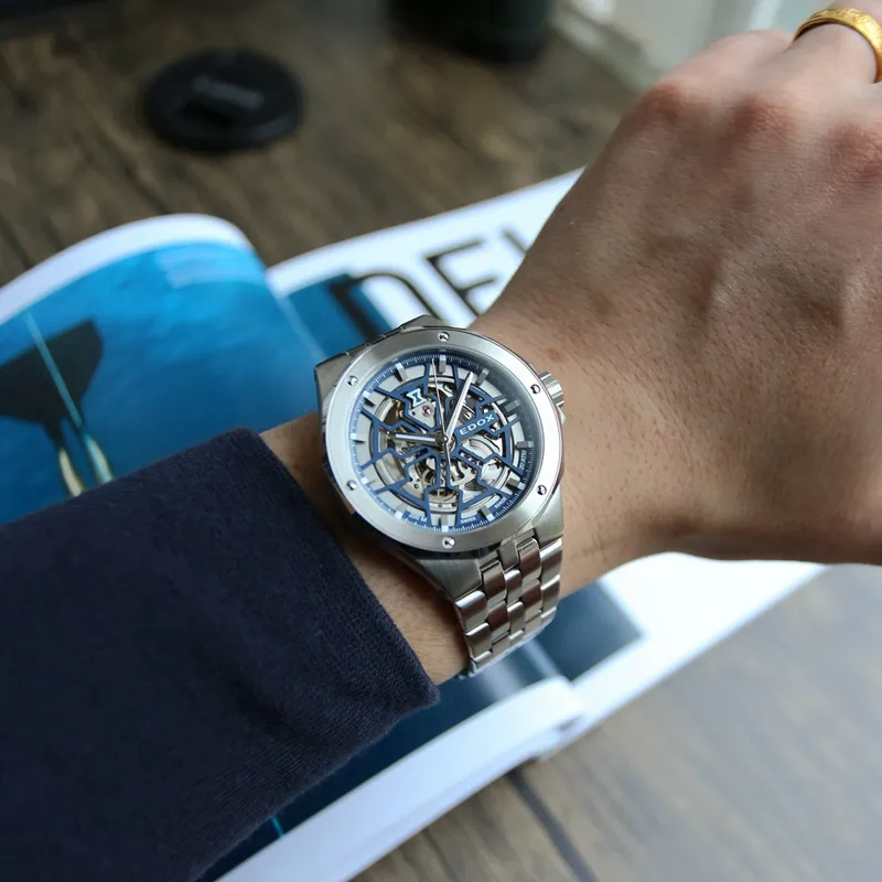 EDOX Automatic Mechanical Movement Unisex Watch Cut Out Dial-1