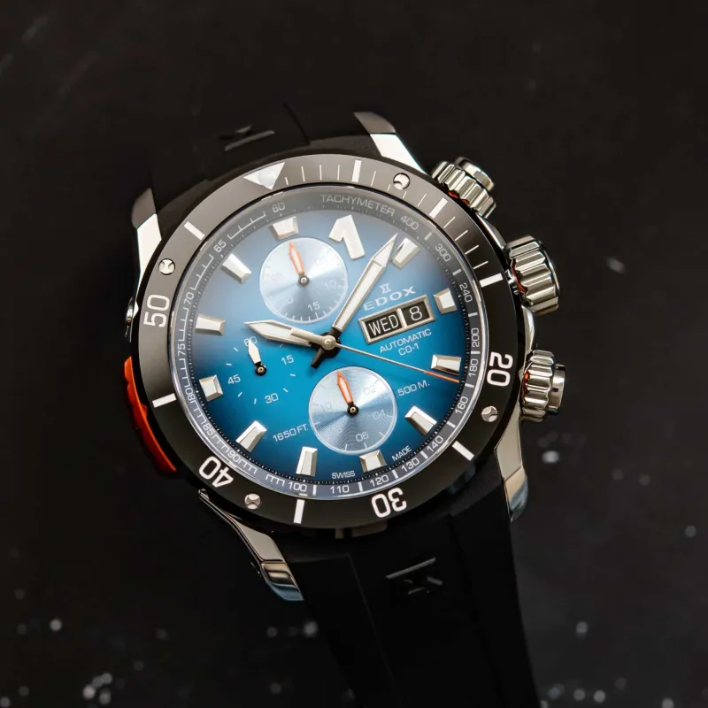 EDOX Men's Watches Watch Automatic Mechanical Movement Blue Dial-1