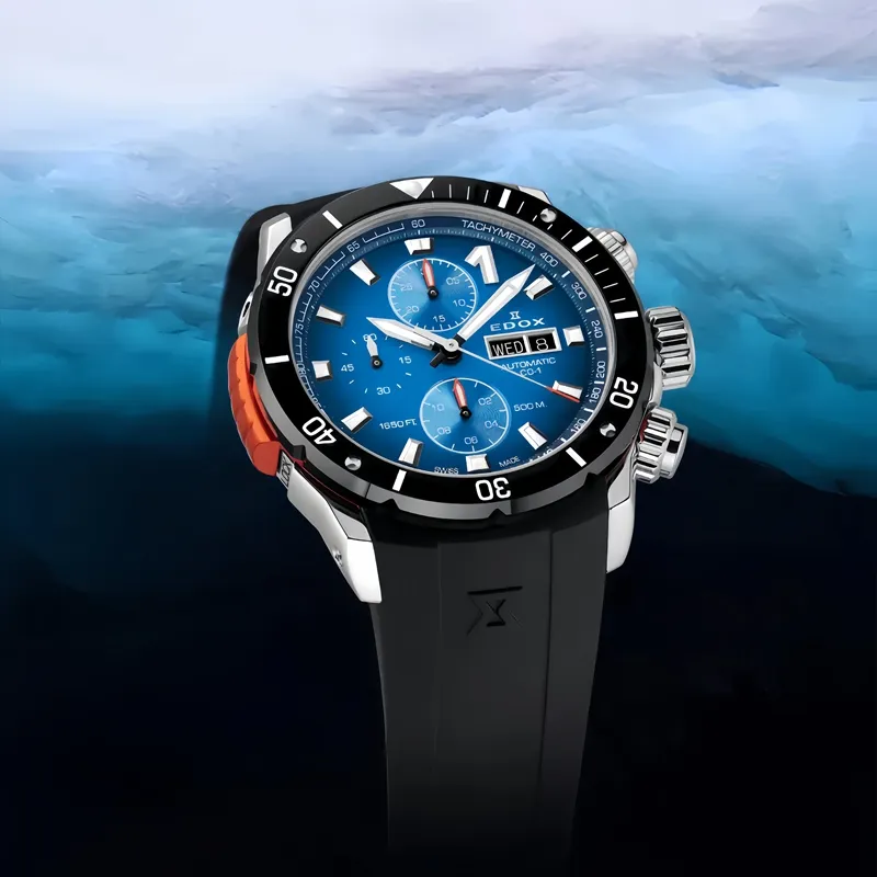 EDOX Men's Watches Watch Automatic Mechanical Movement Blue Dial-5