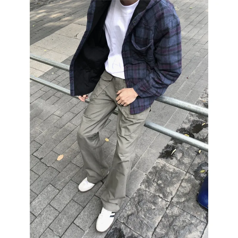 PLUSONEONE+ Pants Unisex Gray Green-2