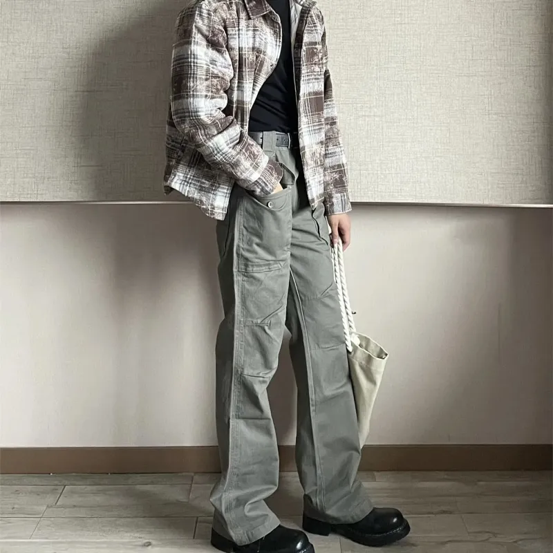 PLUSONEONE+ Pants Unisex Gray Green-1