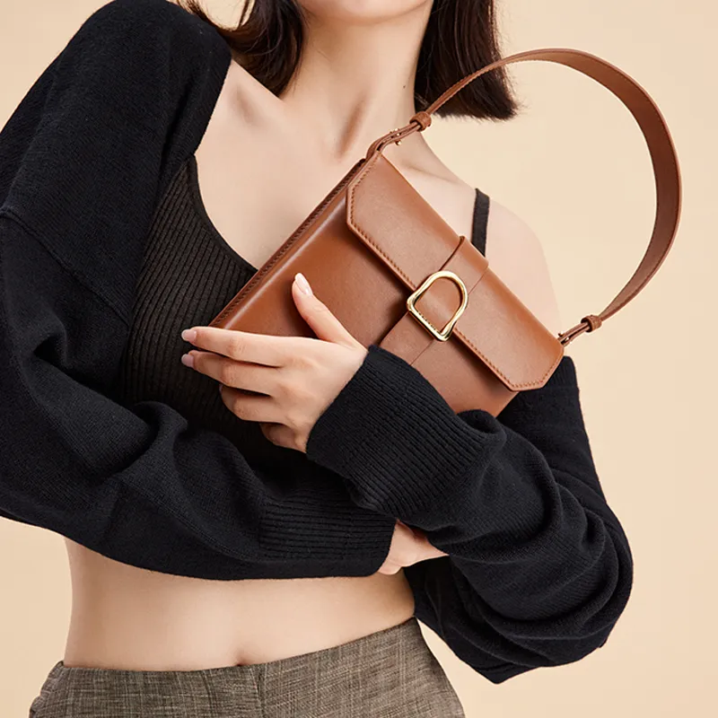 SENREVE Top Grain Cow Leather Handbag Medium Size Women's Camel-4