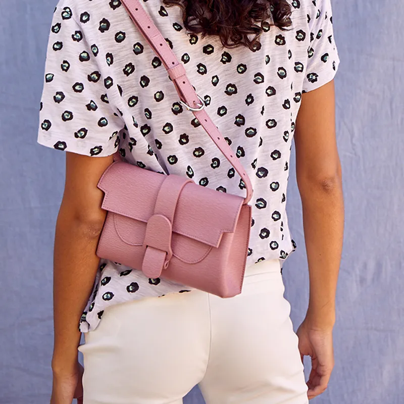 SENREVE Cow Leather Shoulder Bag, Crossbody Bag, Fanny Pack Small Size Women's Taro Pink-4
