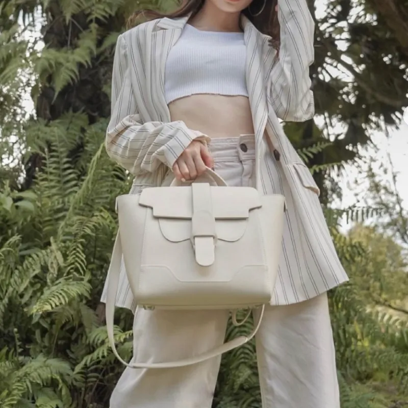 SENREVE Cow Leather Backpack Medium Size Women's Cream-3