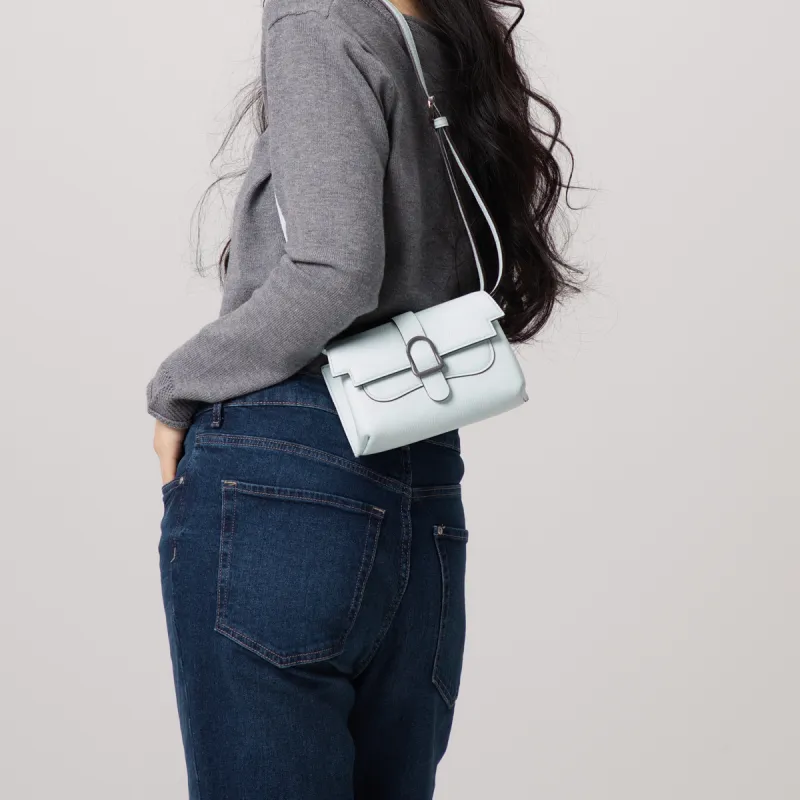 SENREVE TOGO Top Grain Cow Leather Shoulder Bag, Handbag, Shoulder Bag Small Size Women's Baby Blue-2