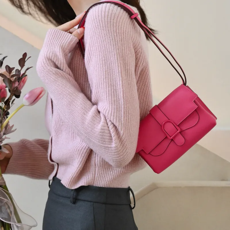 SENREVE Top Grain Cow Leather Shoulder Bag, Handbag, Shoulder Bag Women's Dragon Fruit-3