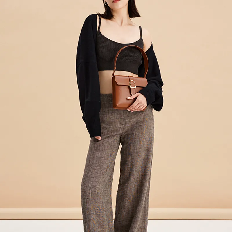 SENREVE Top Grain Cow Leather Handbag Medium Size Women's Camel-3