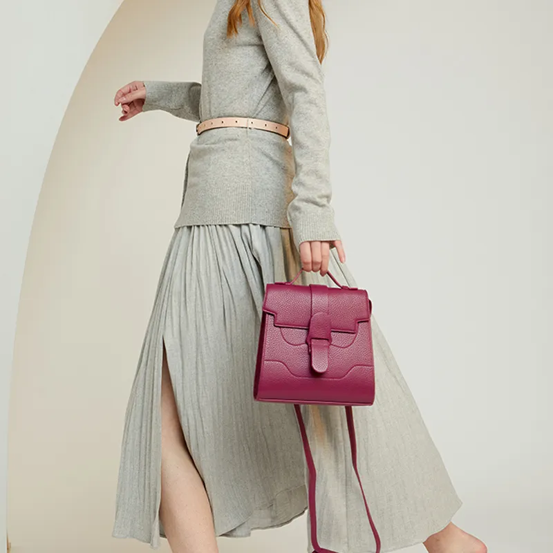 SENREVE Cow Leather Versatile Crossbody Large Capacity Women's Bag Large Size Women's Dove Gray-7