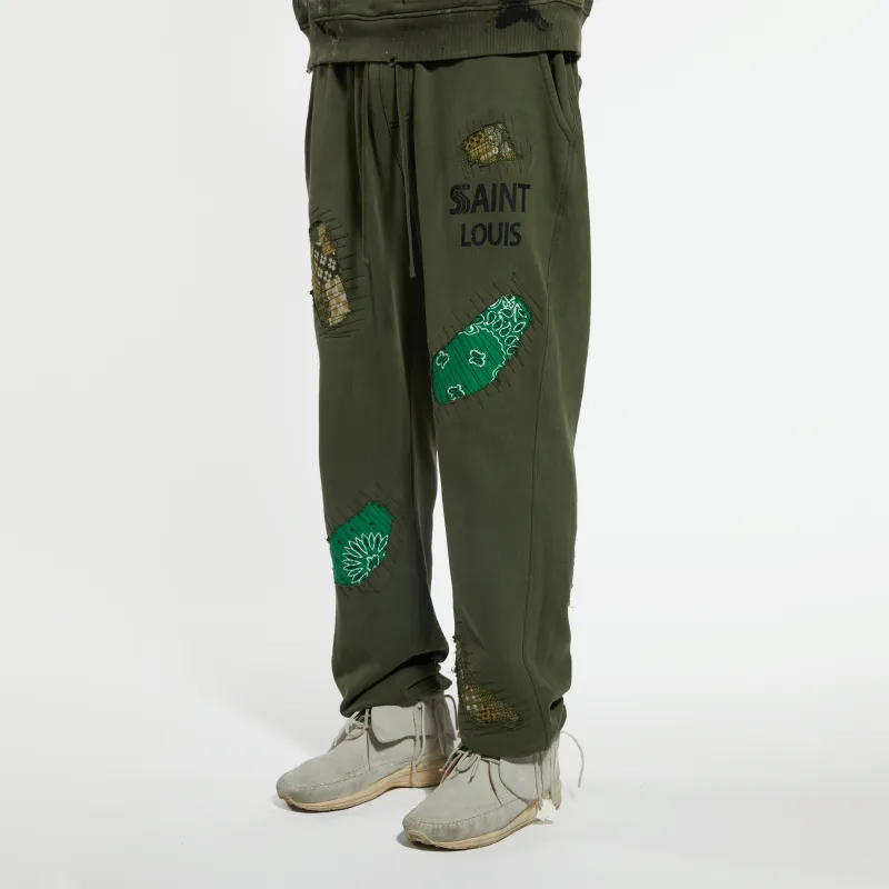 SSSAINT LOUIS Knitted Sweatpants Unisex Olive Green-3
