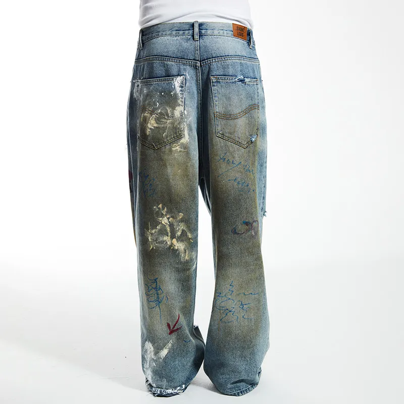 SSSAINT LOUIS Casual Pants Unisex Washed Blue-5