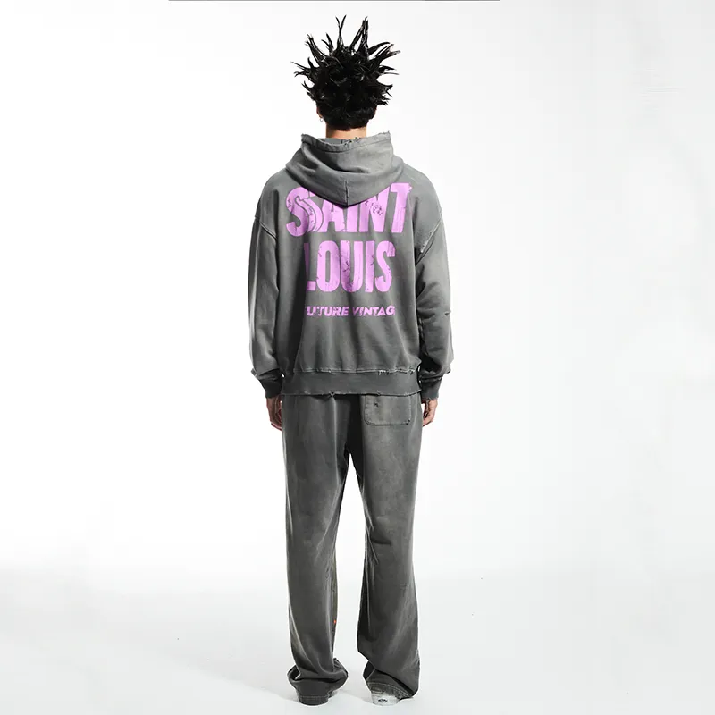 SSSAINT LOUIS Long Sleeved Sweatshirt Unisex Washed Gray-2