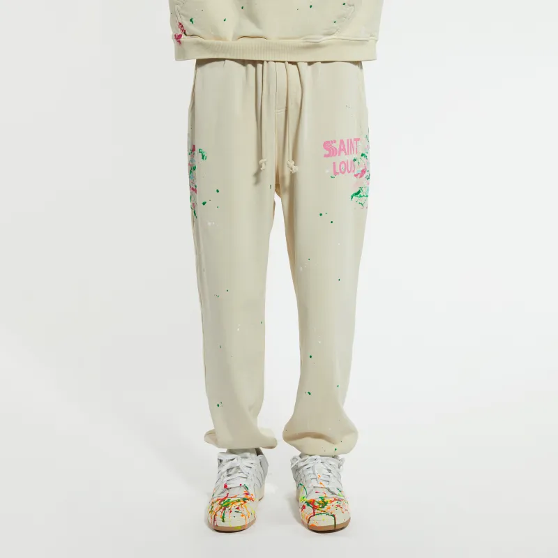 SSSAINT LOUIS Knitted Sweatpants Unisex Milkshake White-1