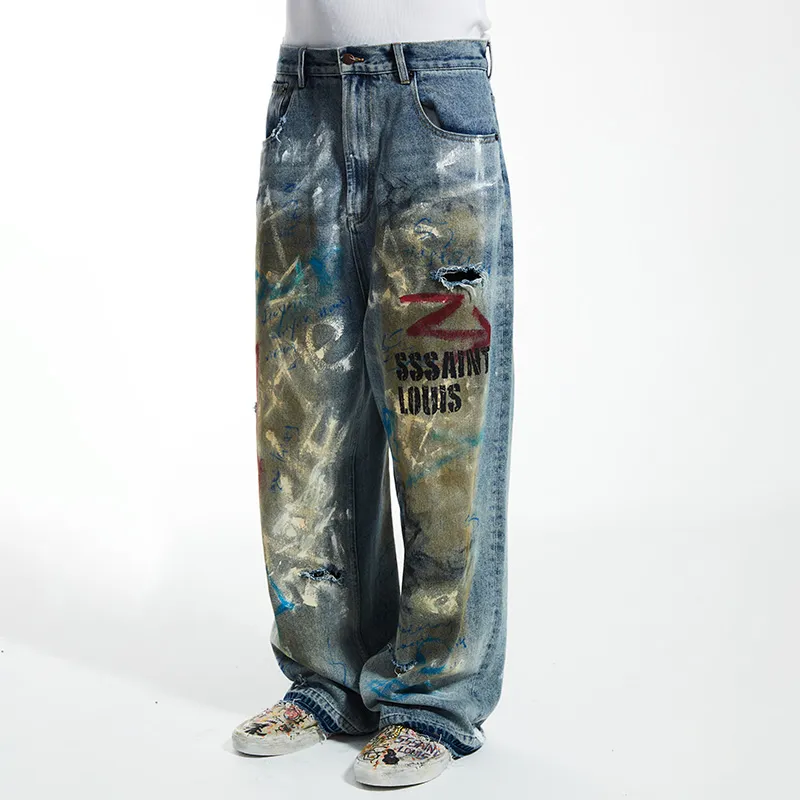 SSSAINT LOUIS Casual Pants Unisex Washed Blue-4