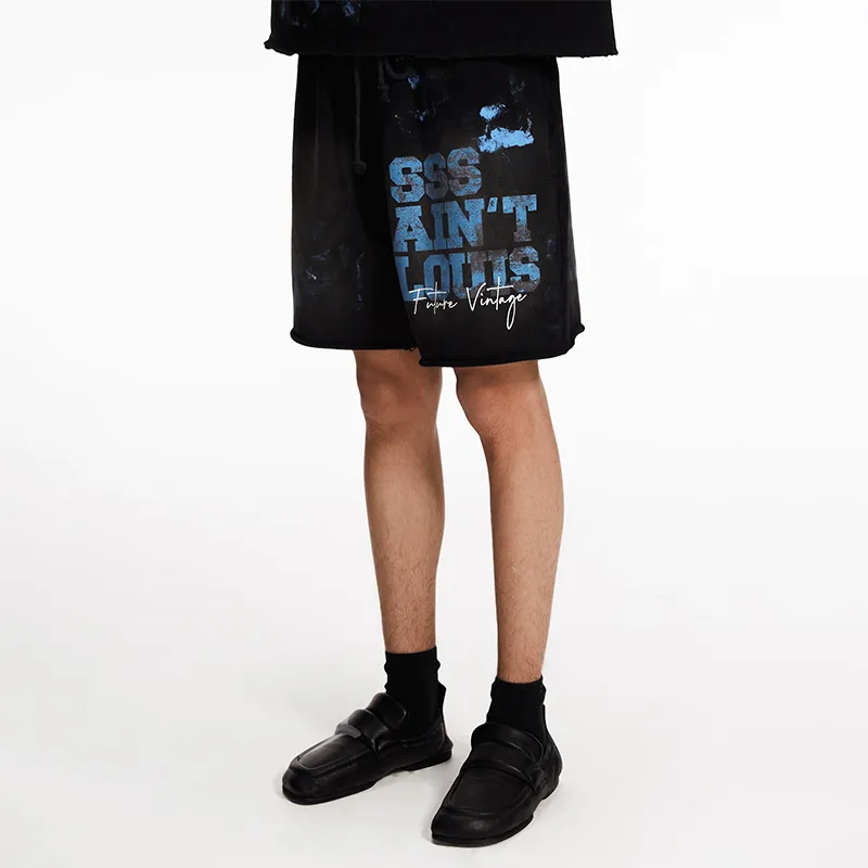 SSSAINT LOUIS Casual Shorts Unisex Black-4