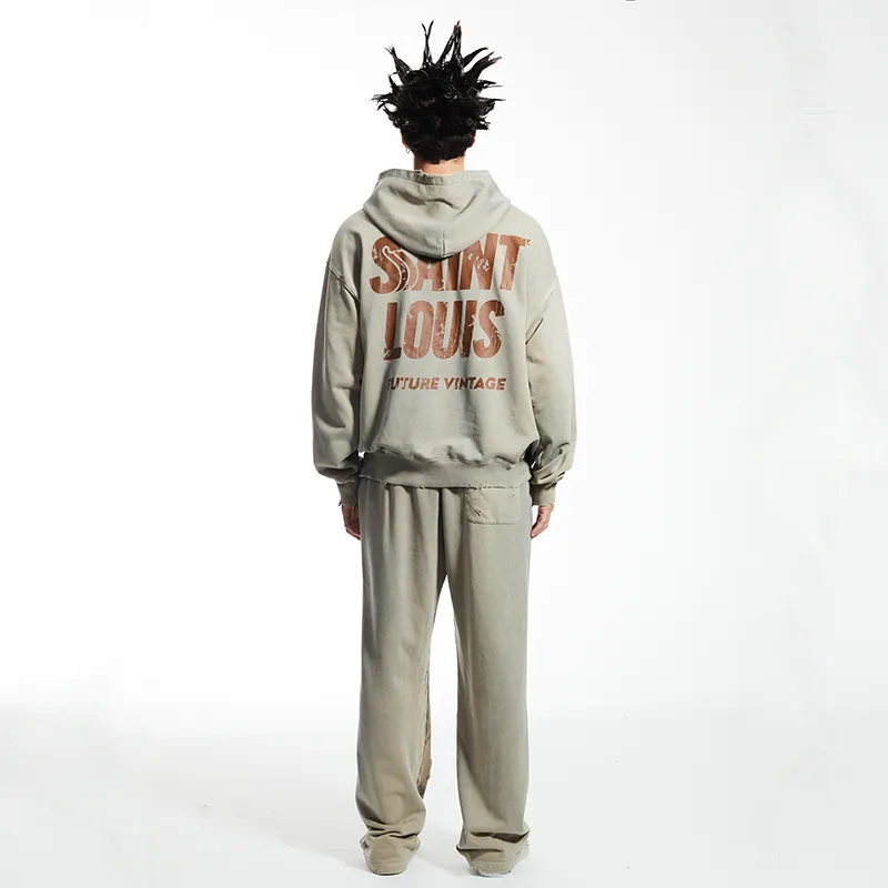 SSSAINT LOUIS Hooded Pullover Long Sleeved Sweatshirt Unisex-3