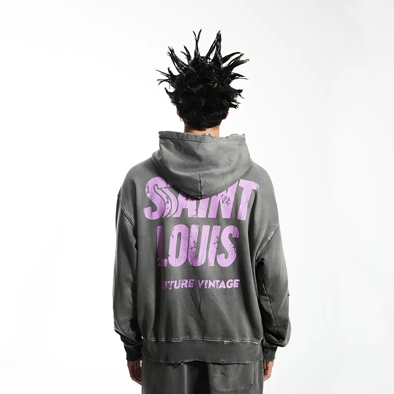 SSSAINT LOUIS Long Sleeved Sweatshirt Unisex Washed Gray-3