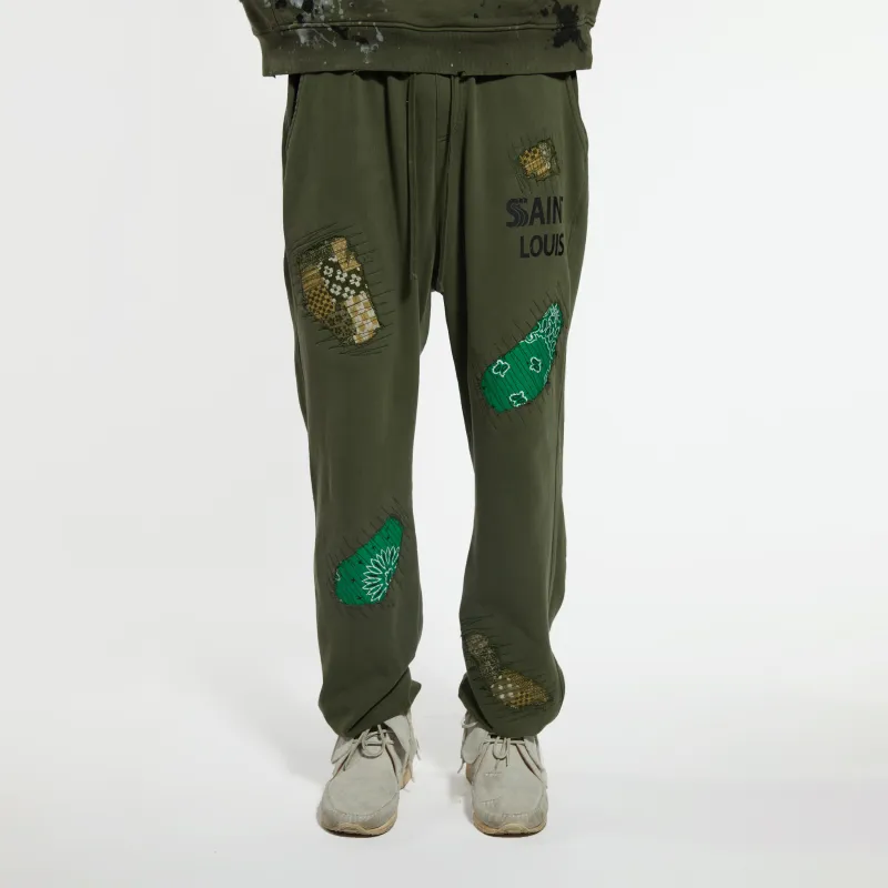 SSSAINT LOUIS Knitted Sweatpants Unisex Olive Green-1