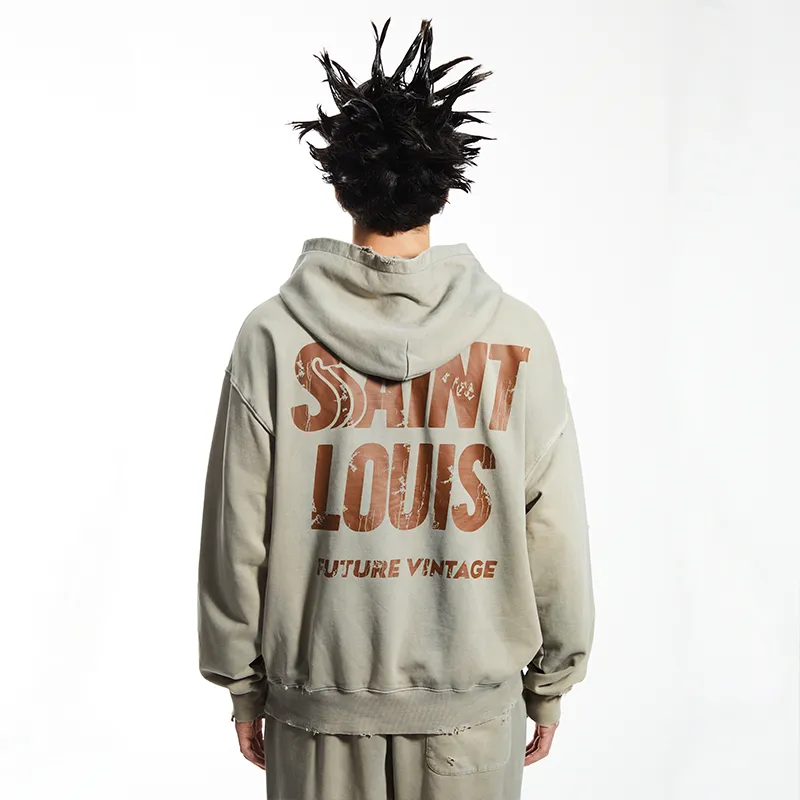 SSSAINT LOUIS Hooded Pullover Long Sleeved Sweatshirt Unisex-2