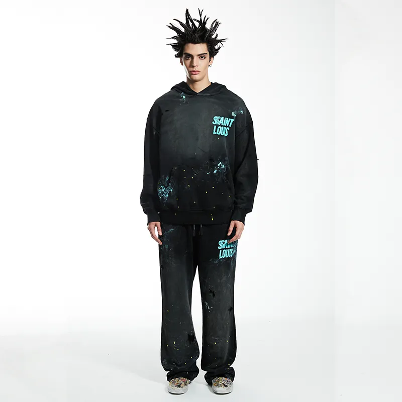 SSSAINT LOUIS Casual Pants Unisex Washed Black-5