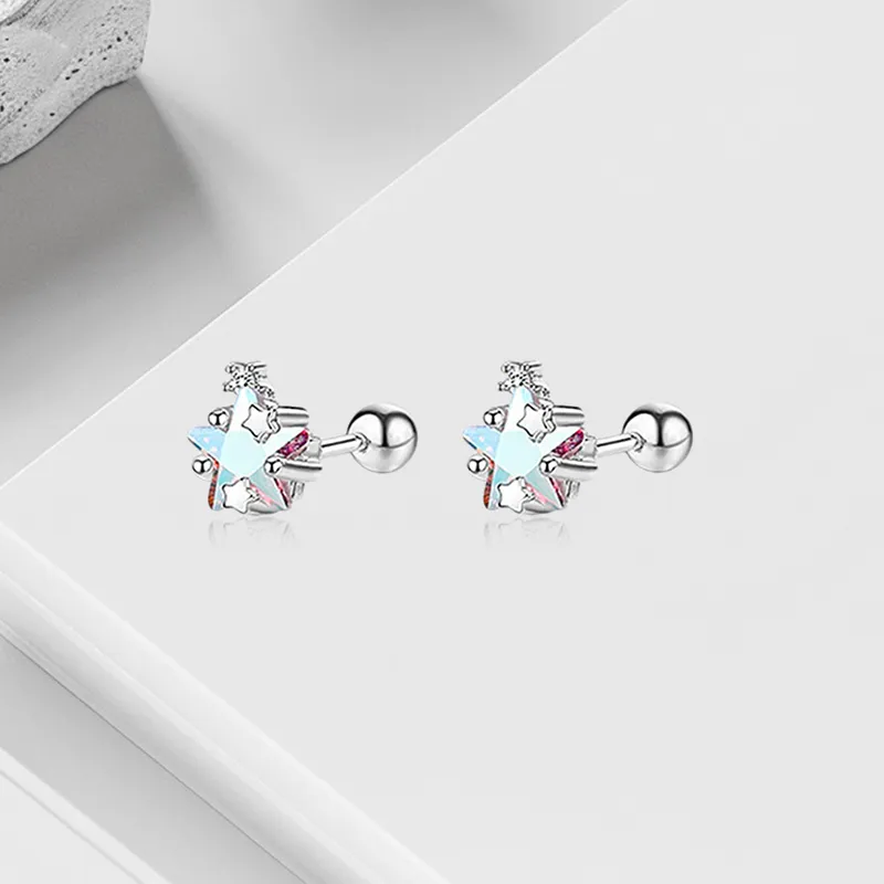 VEZA Sterling Silver Stud Earrings Unisex-2