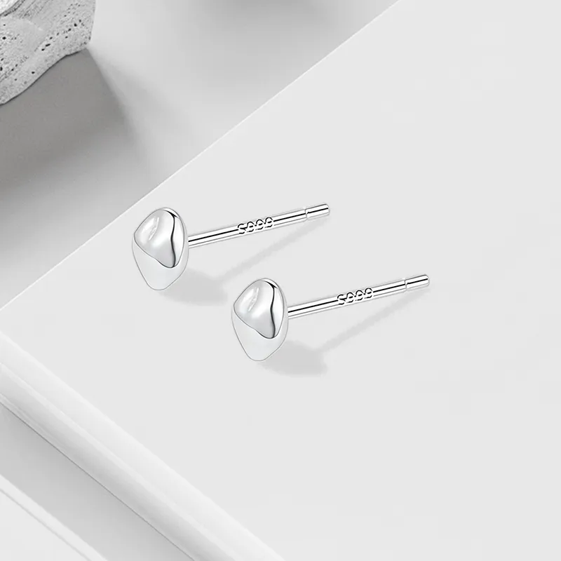 VEZA Sterling Silver Stud Earrings Unisex-3