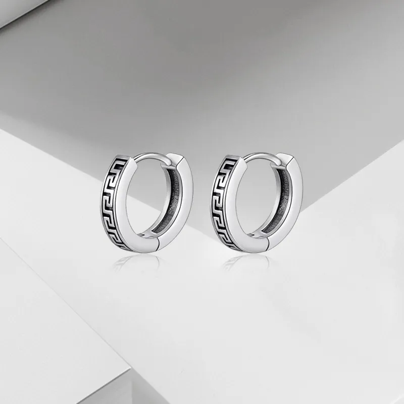 VEZA S925 Silver Earrings Men's-5