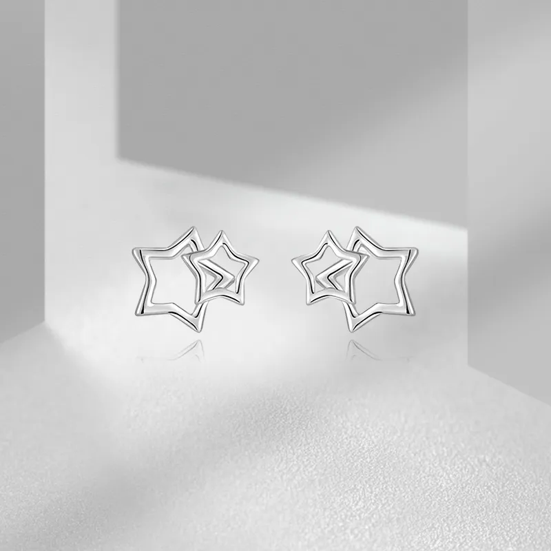 VEZA Sterling Silver Stud Earrings Unisex-5