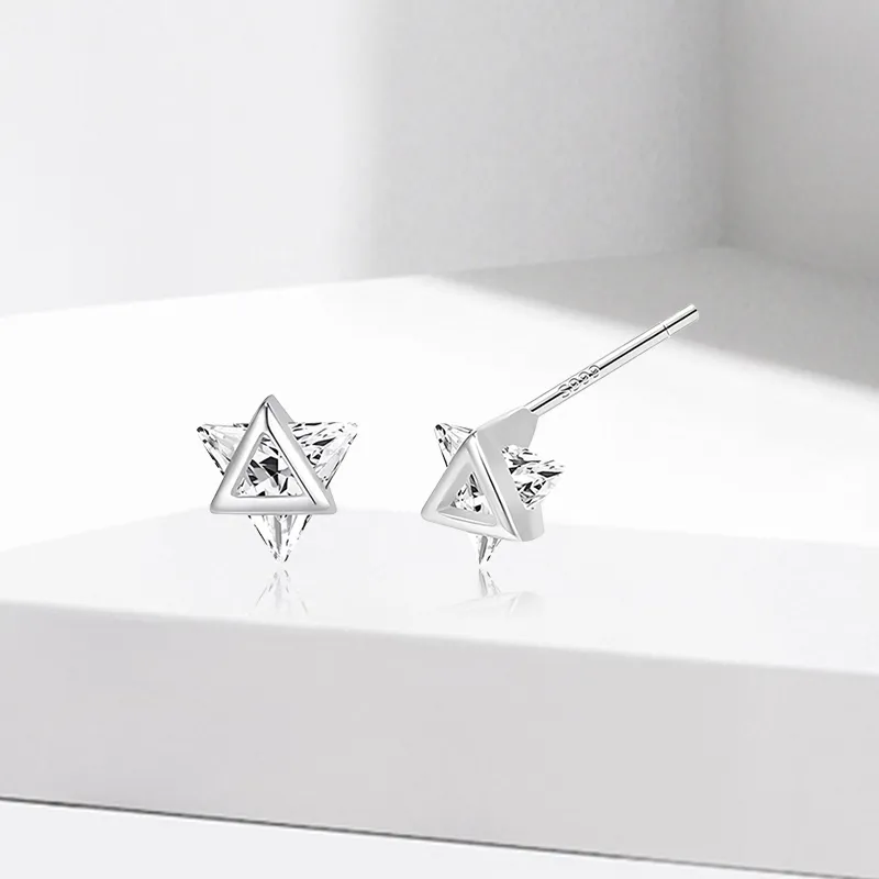 VEZA Sterling Silver Stud Earrings Unisex-2