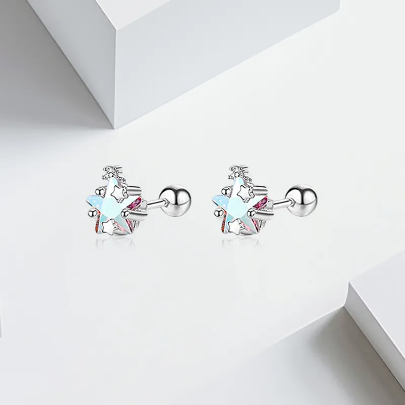 VEZA Sterling Silver Stud Earrings Unisex-3