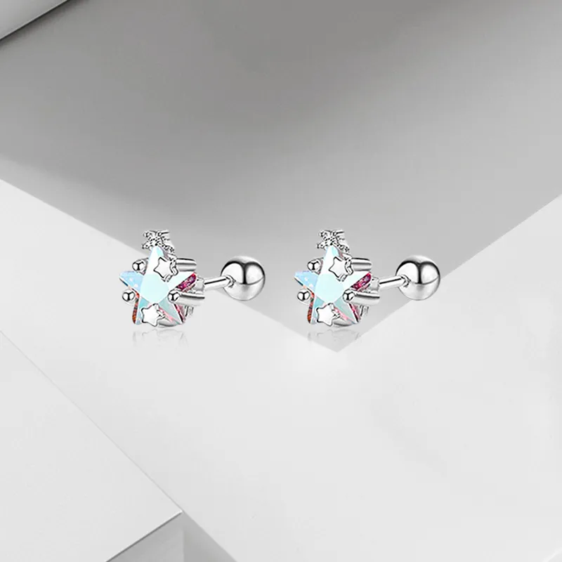 VEZA Sterling Silver Stud Earrings Unisex-4