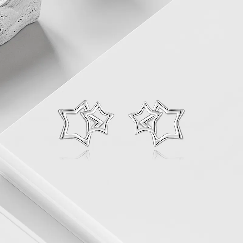 VEZA Sterling Silver Stud Earrings Unisex-2