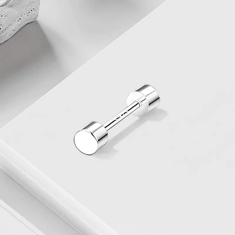 VEZA Sterling Silver Stud Earrings Unisex-2