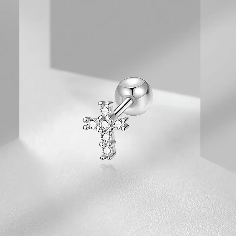 VEZA Sterling Silver Stud Earrings Unisex-5