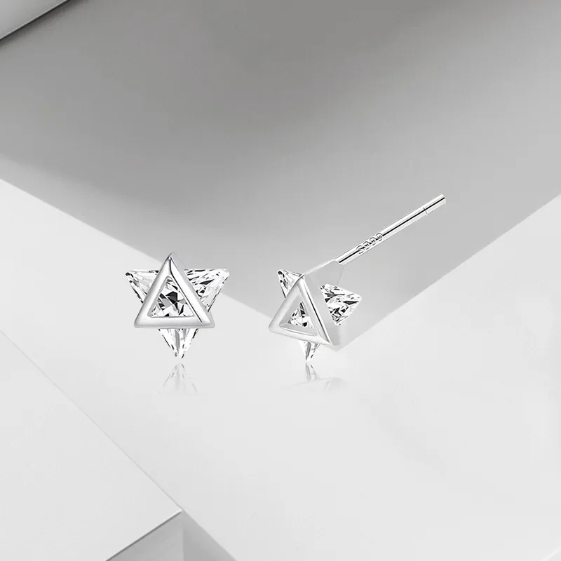 VEZA Sterling Silver Stud Earrings Unisex-5