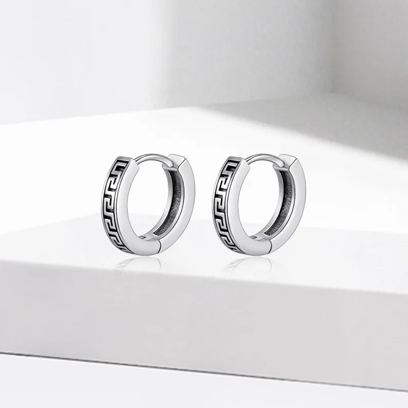 VEZA S925 Silver Earrings Men's-2