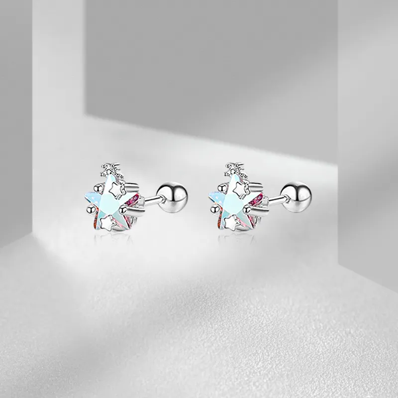 VEZA Sterling Silver Stud Earrings Unisex-5
