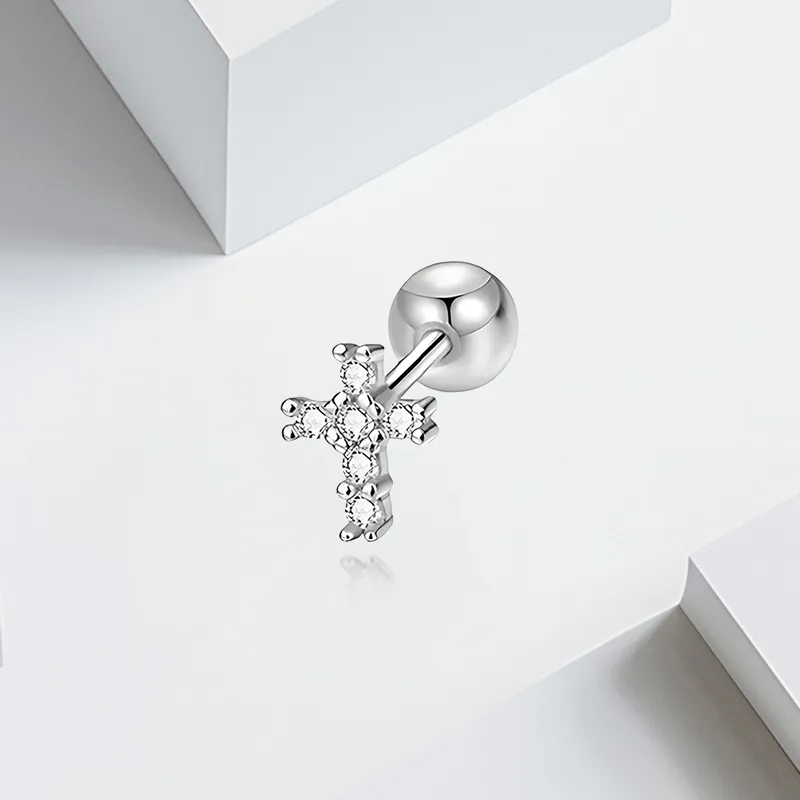 VEZA Sterling Silver Stud Earrings Unisex-3