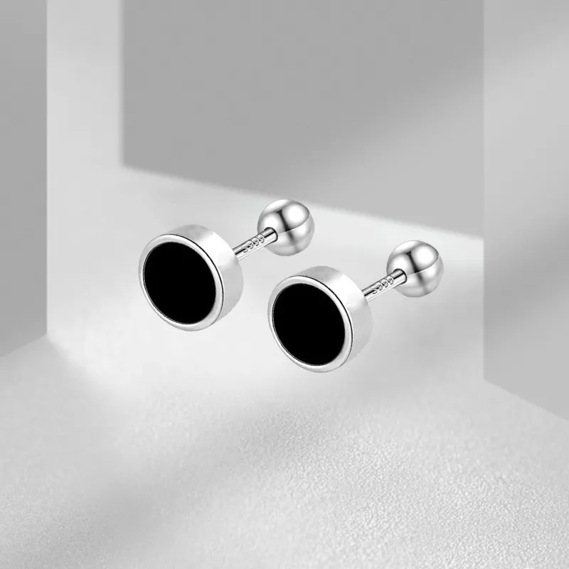 VEZA Sterling Silver Stud Earrings Unisex-4