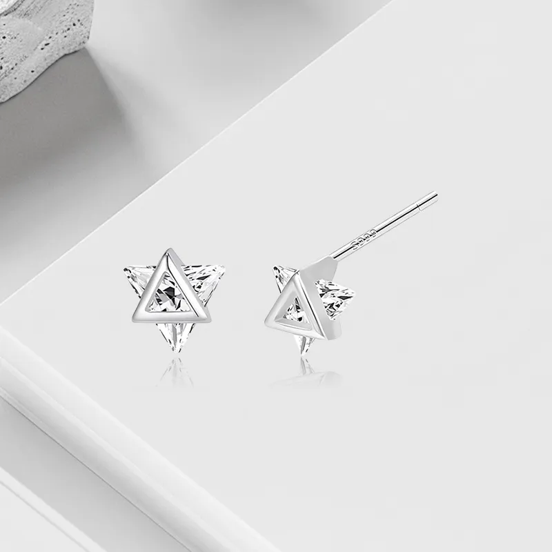 VEZA Sterling Silver Stud Earrings Unisex-3
