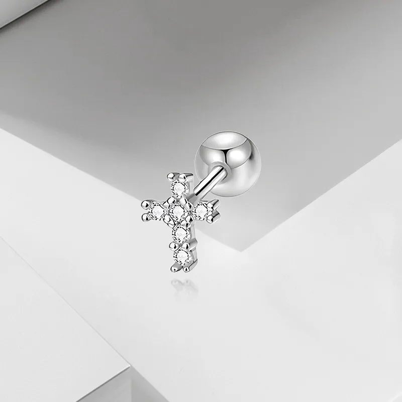 VEZA Sterling Silver Stud Earrings Unisex-4