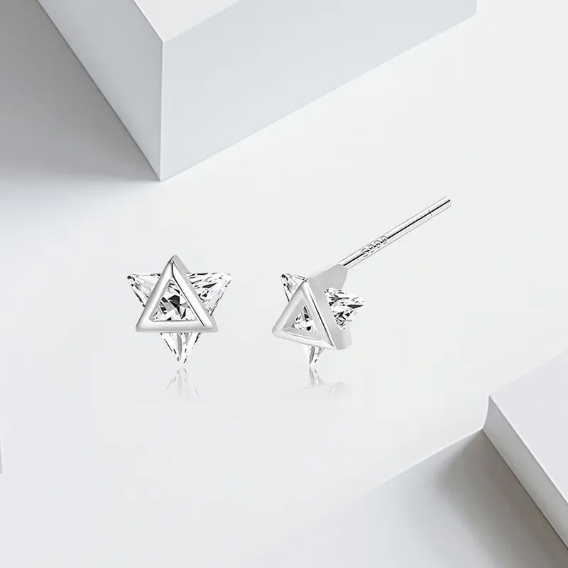 VEZA Sterling Silver Stud Earrings Unisex-4