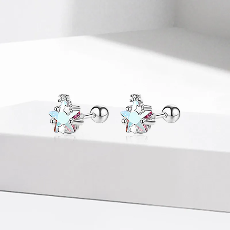 VEZA Sterling Silver Stud Earrings Unisex-1