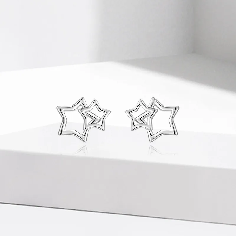 VEZA Sterling Silver Stud Earrings Unisex-1