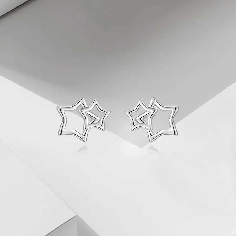 VEZA Sterling Silver Stud Earrings Unisex-4