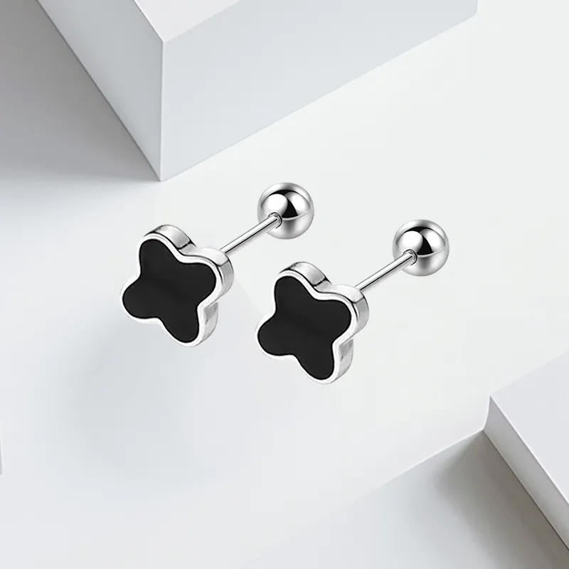 VEZA Sterling Silver Stud Earrings Unisex-3