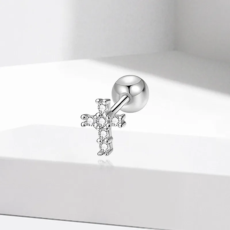 VEZA Sterling Silver Stud Earrings Unisex-1