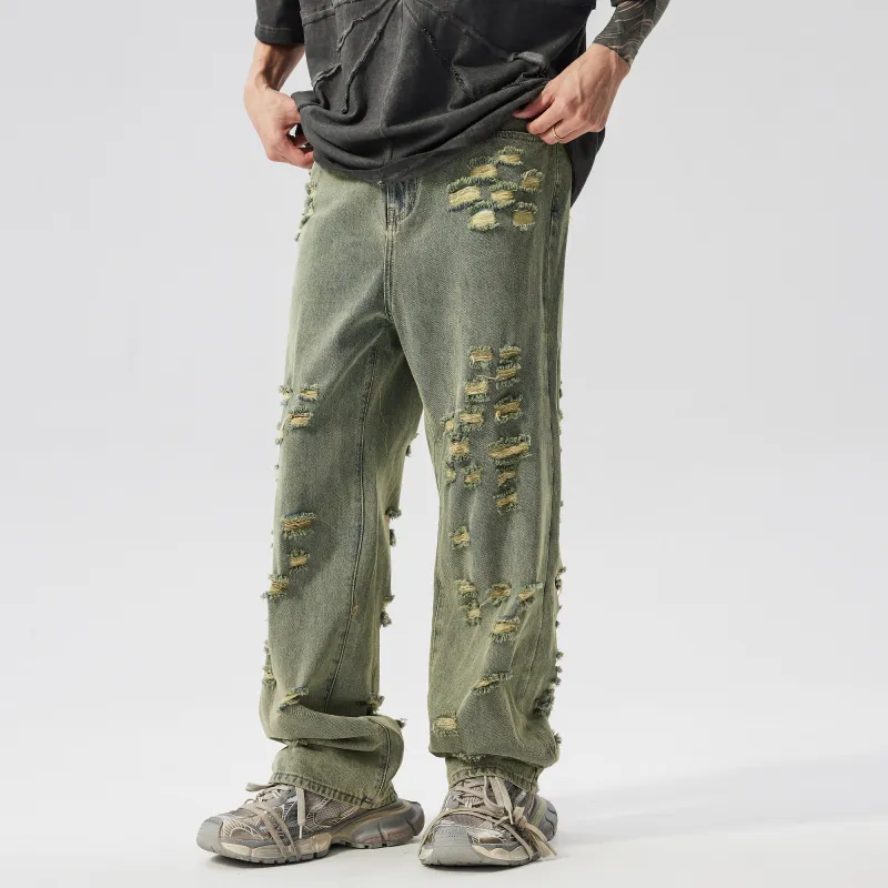 XINYINSU SS24 Jeans Unisex Yellow Mud-4