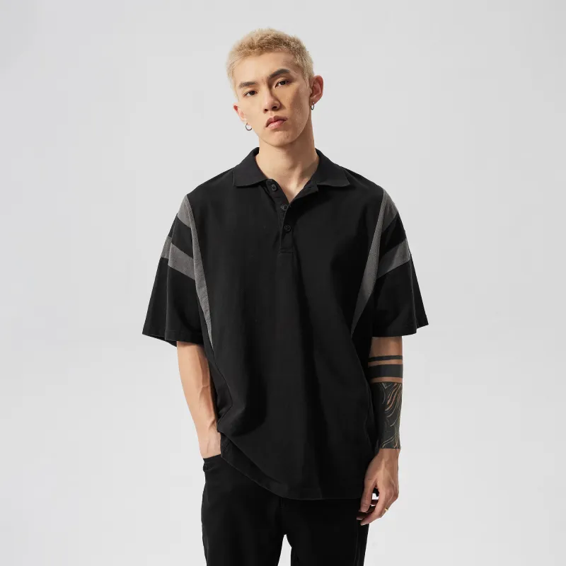 XINYINSU SS24 Summer Polo Shirt Unisex Couple's Black-5